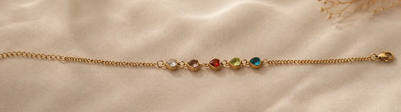 Multi-Color Crystal Heart Bracelet